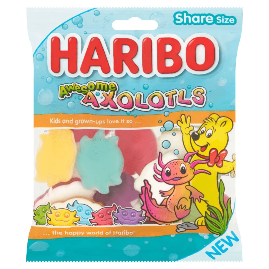 Haribo Awesome Axolotls British Gummy Candy (160g Bag)