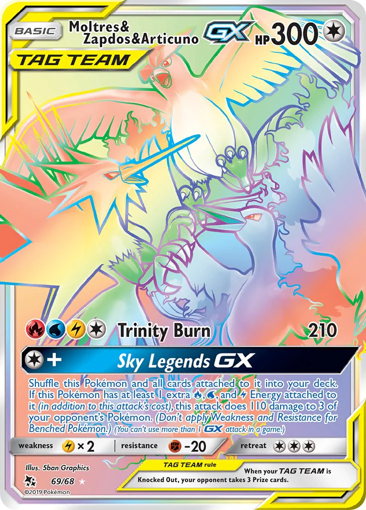 Moltres & Zapdos & Articuno-GX (69/68) - Holo Rare Holofoil